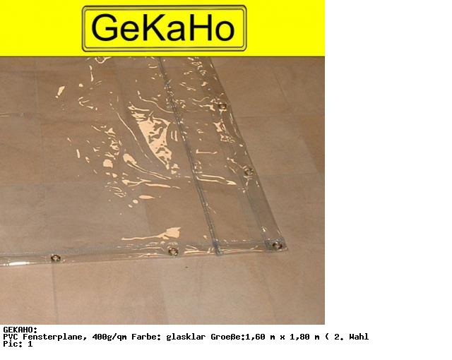 PVC Fensterplane, 400g/qm Farbe glasklar Größe 1,60
